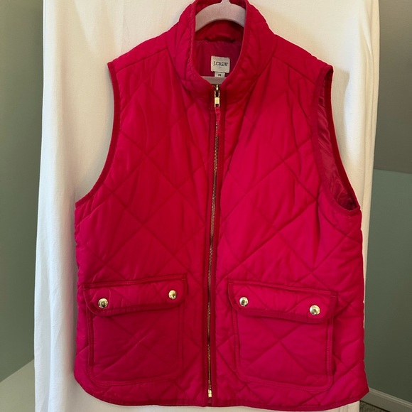 J. Crew Jackets & Blazers - J.Crew Women's Hot Pink Quilted Vest with Gold Accents size Medium